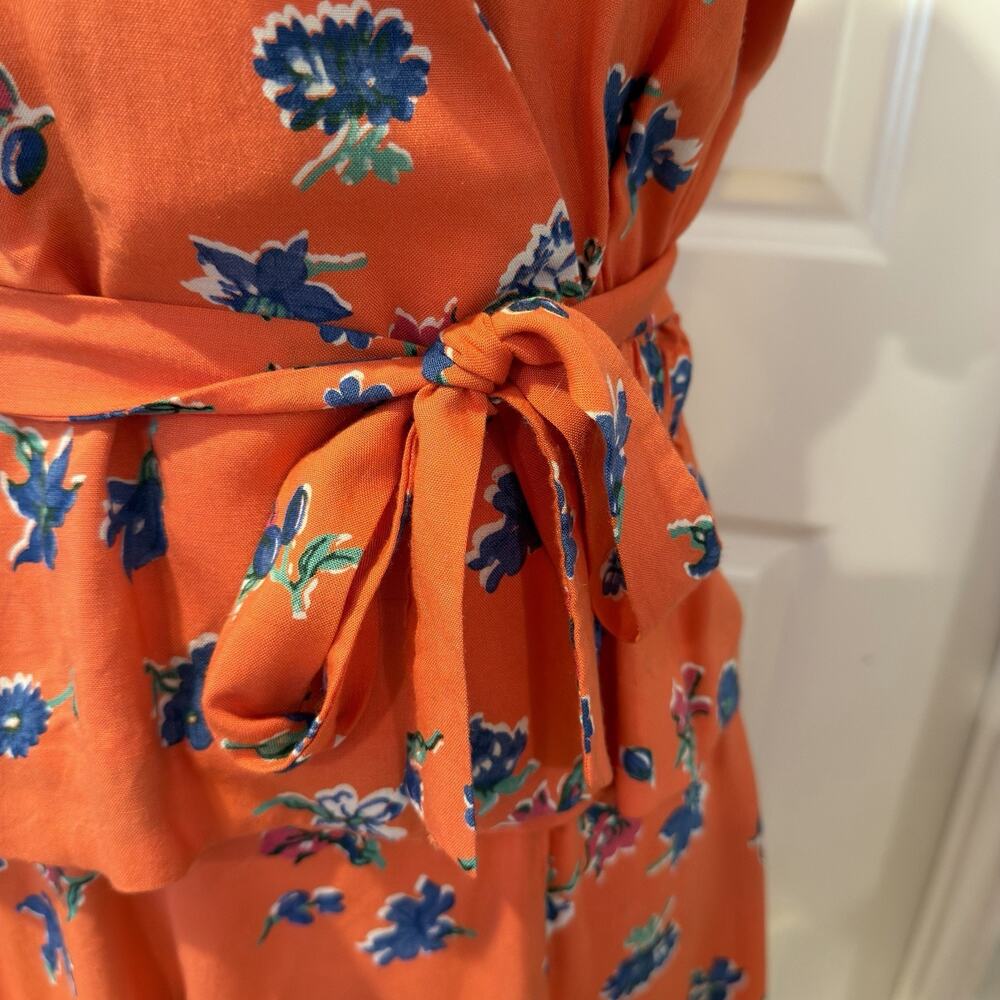 Orange Floral Vintage Top/Skirt Set Size Small 40’s or 70’s Cottagecore - Picture 3 of 16